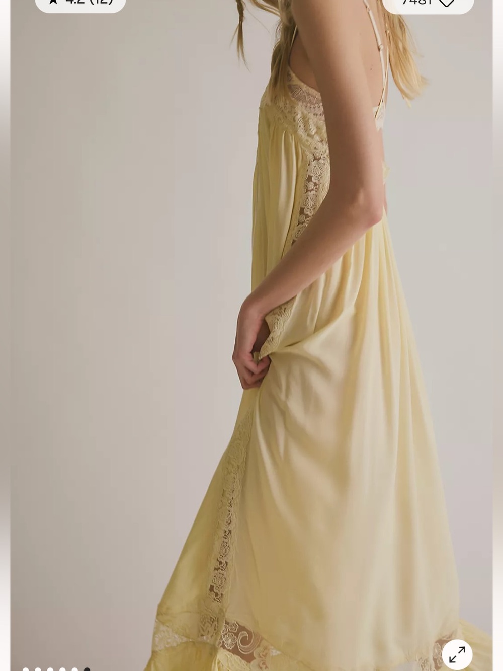 Free People Kiss Me Later Maxi Slip Dress Small Anise Flower Yellow Lace NWT - Picture 7 of 13